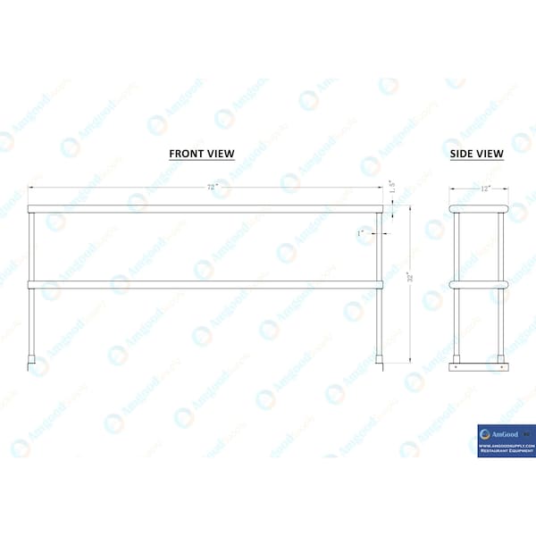 Amgood 12in X 72in Stainless Steel Double-Tier Shelf - AMG DOS-1272
