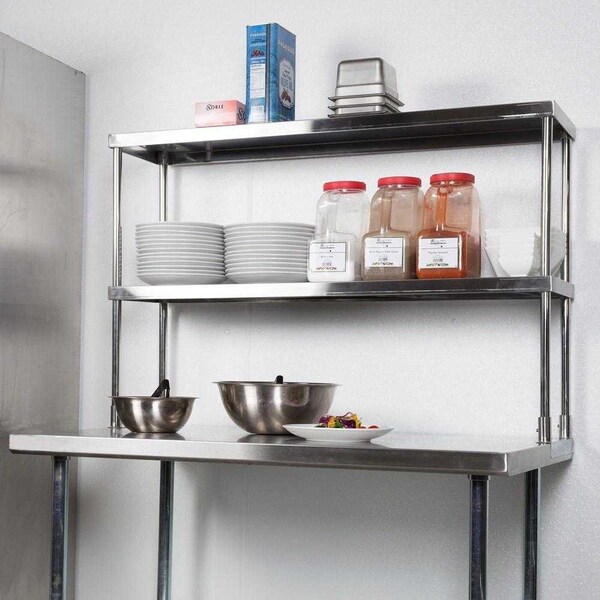 Amgood 12in X 72in Stainless Steel Double-Tier Shelf - AMG DOS-1272
