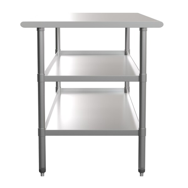 Flash Furniture 72 x 30 Stainless Steel Work Table-2 Undershelves - NH-WT-GU-3072-GG