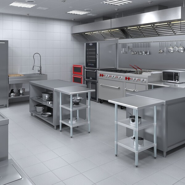 Amgood 24x24 Prep Table with Stainless Steel Top and 2 Shelves - AMG WT-2424-2SH