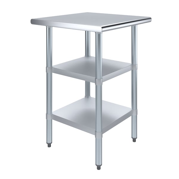 Amgood 24x24 Prep Table with Stainless Steel Top and 2 Shelves - AMG WT-2424-2SH