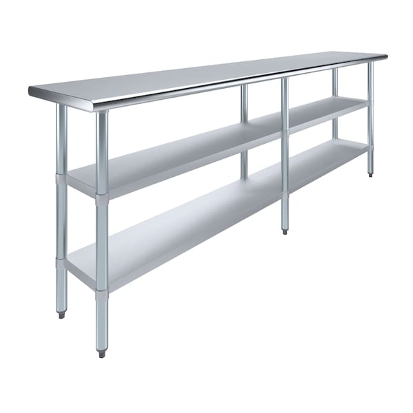 Amgood 18x96 Prep Table with Stainless Steel Top and 2 Shelves - AMG WT-1896-2SH