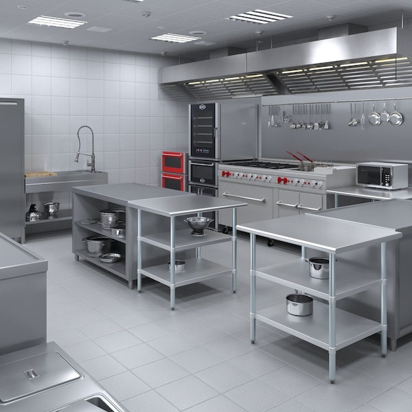 Amgood 30x36 Prep Table with Stainless Steel Top and 2 Shelves - AMG WT-3036-2SH