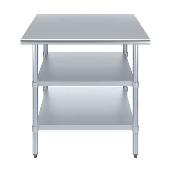 Amgood 30x36 Prep Table with Stainless Steel Top and 2 Shelves - AMG WT-3036-2SH