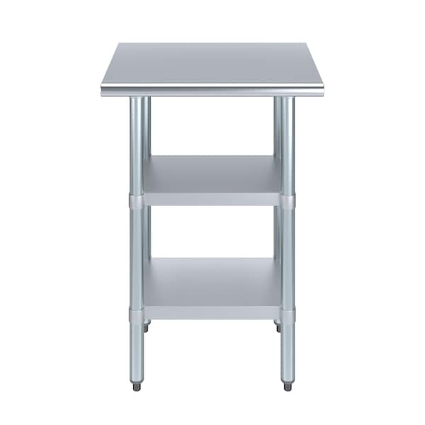 Amgood 18x24 Prep Table with Stainless Steel Top and 2 Shelves - AMG WT-1824-2SH