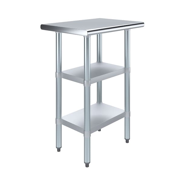 Amgood 18x24 Prep Table with Stainless Steel Top and 2 Shelves - AMG WT-1824-2SH