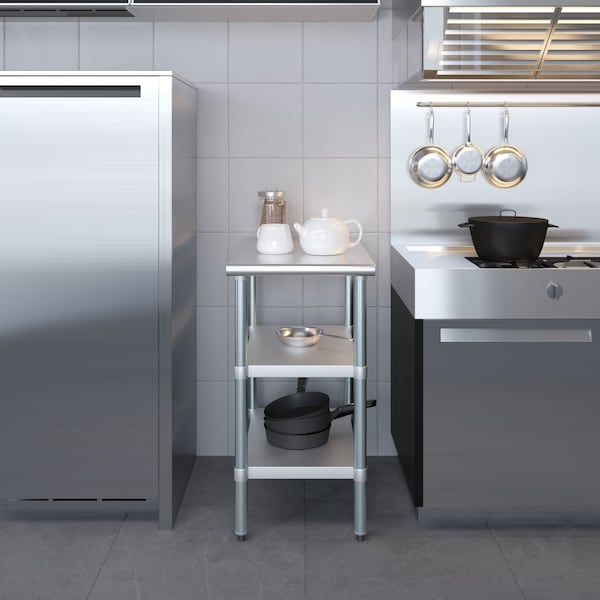 Amgood 30x18 Prep Table with Stainless Steel Top and 2 Shelves - AMG WT-3018-2SH