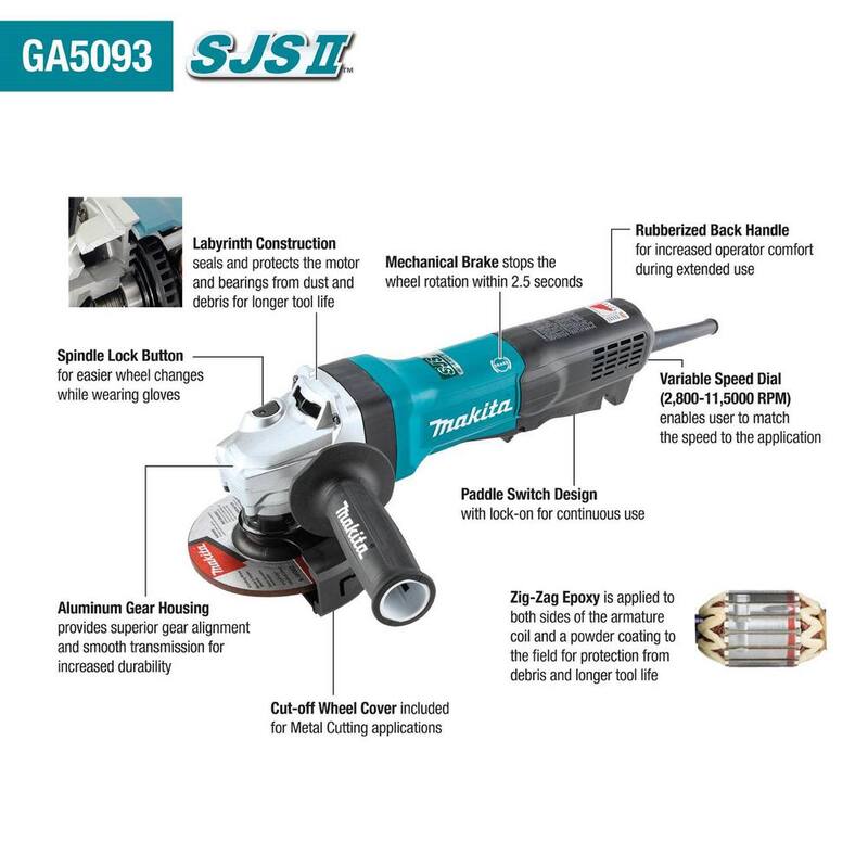 Makita 5 pulgadas Amoladora Angular con Cable - GA5093
