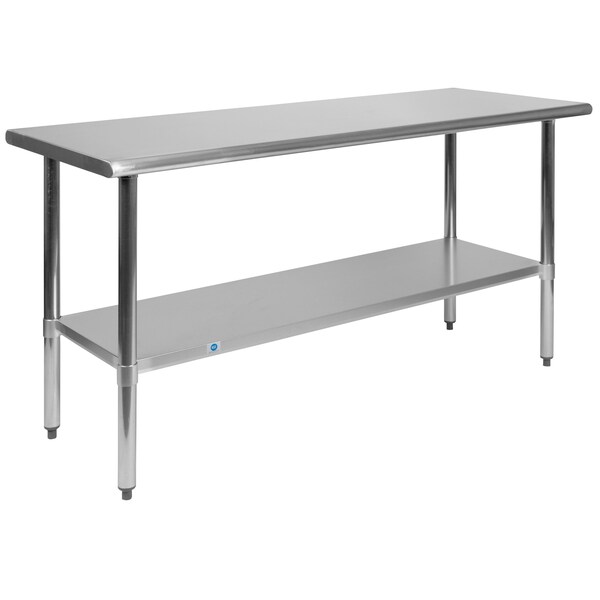 Flash Furniture 60"W Stainless 18 Gauge Work Table - Undershelf - NH-WT-2460-GG