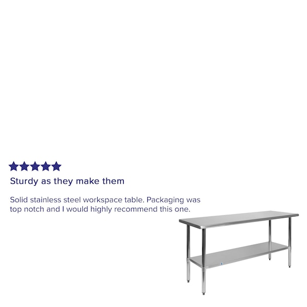 Flash Furniture 60"W Stainless 18 Gauge Work Table - Undershelf - NH-WT-2460-GG