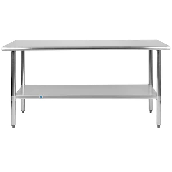 Flash Furniture 60"W Stainless 18 Gauge Work Table - Undershelf - NH-WT-2460-GG