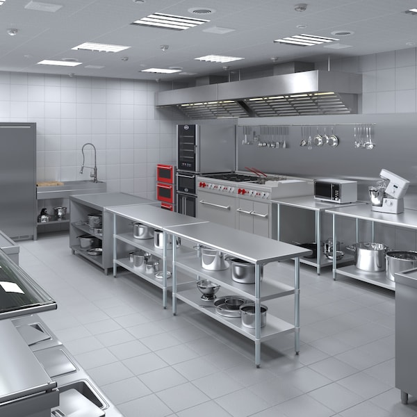 Amgood 24x60 Prep Table with Stainless Steel Top and 2 Shelves - AMG WT-2460-2SH