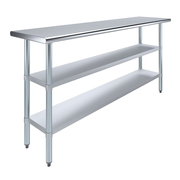 Amgood 18x72 Prep Table with Stainless Steel Top and 2 Shelves - AMG WT-1872-2SH