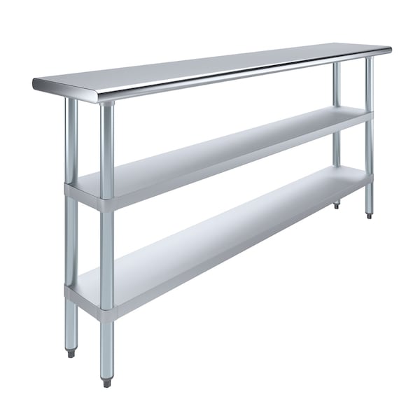 Amgood 14x72 Prep Table with Stainless Steel Top and 2 Shelves - AMG WT-1472-2SH