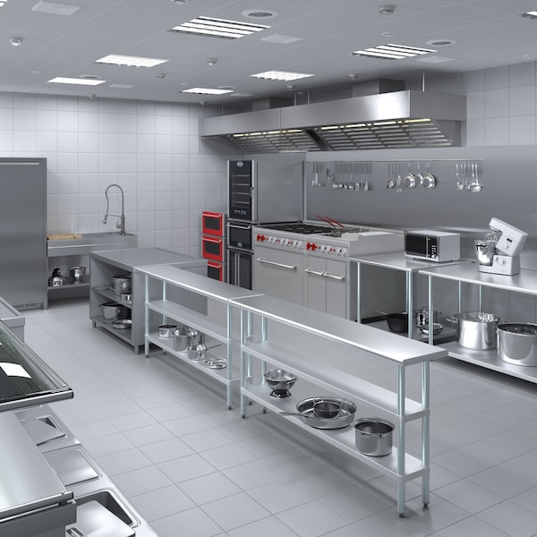 Amgood 14x72 Prep Table with Stainless Steel Top and 2 Shelves - AMG WT-1472-2SH