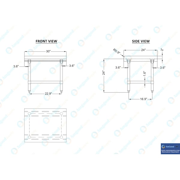 Amgood 24in x 30in Stainless Steel Equipment Stand - AMG ES-2430