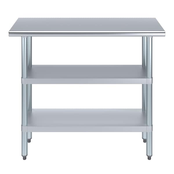 Amgood 14x48 Prep Table with Stainless Steel Top and 2 Shelves - AMG WT-1448-2SH