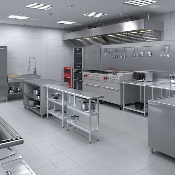 Amgood 14x48 Prep Table with Stainless Steel Top and 2 Shelves - AMG WT-1448-2SH