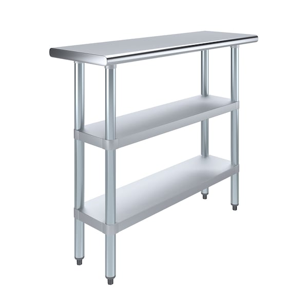 Amgood 14x48 Prep Table with Stainless Steel Top and 2 Shelves - AMG WT-1448-2SH