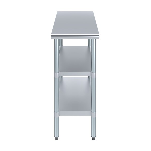 Amgood 30x15 Prep Table with Stainless Steel Top and 2 Shelves - AMG WT-3015-2SH