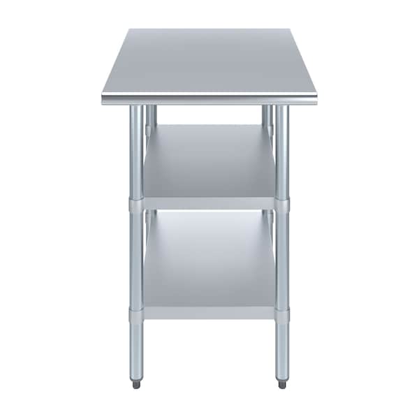 Amgood 30x24 Prep Table with Stainless Steel Top and 2 Shelves - AMG WT-3024-2SH