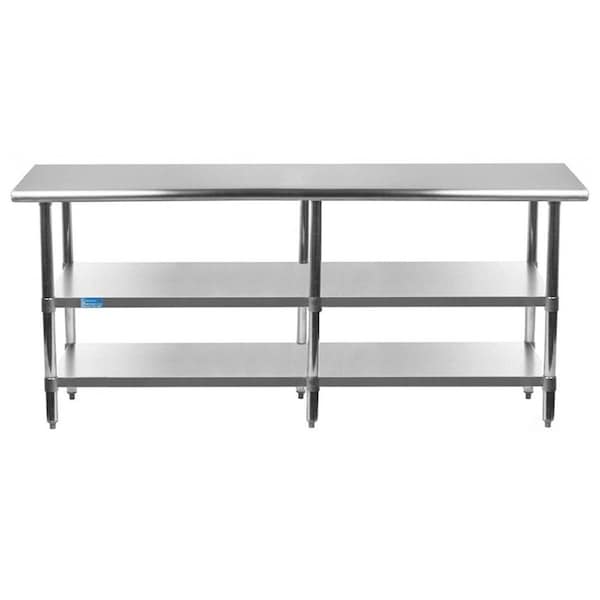 Amgood 18x84 Prep Table with Stainless Steel Top and 2 Shelves - AMG WT-1884-2SH