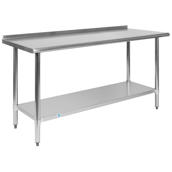 Flash Furniture 60"W Stainless 18 Gauge Work Table - Undershelf - NH-WT-2460BSP-GG