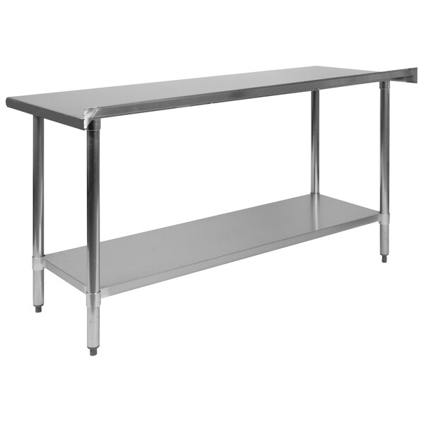 Flash Furniture 60"W Stainless 18 Gauge Work Table - Undershelf - NH-WT-2460BSP-GG