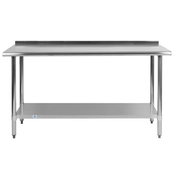 Flash Furniture 60"W Stainless 18 Gauge Work Table - Undershelf - NH-WT-2460BSP-GG