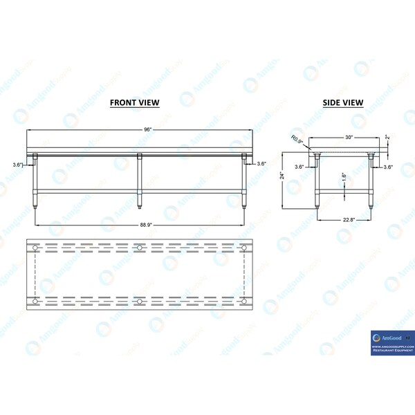 Amgood 30in x 96in Stainless Steel Equipment Stand - AMG ES-3096