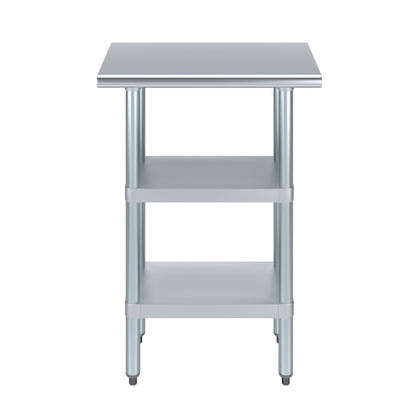 Amgood 14x24 Prep Table with Stainless Steel Top and 2 Shelves - AMG WT-1424-2SH