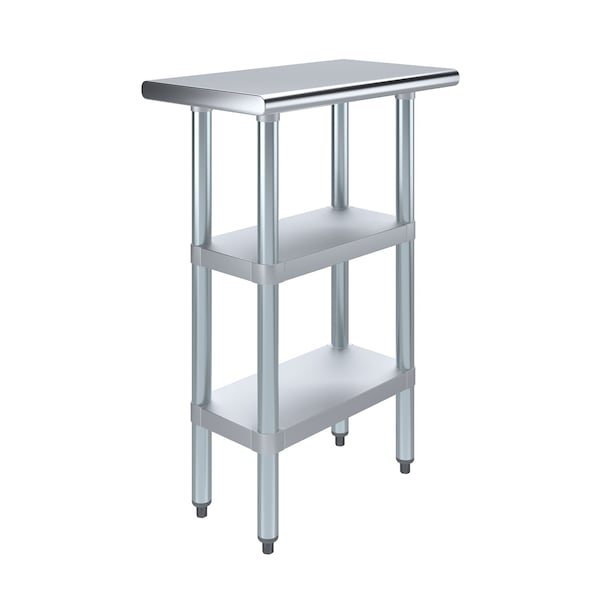 Amgood 14x24 Prep Table with Stainless Steel Top and 2 Shelves - AMG WT-1424-2SH