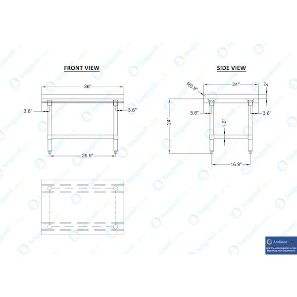 Amgood 24in x 36in Stainless Steel Equipment Stand - AMG ES-2436