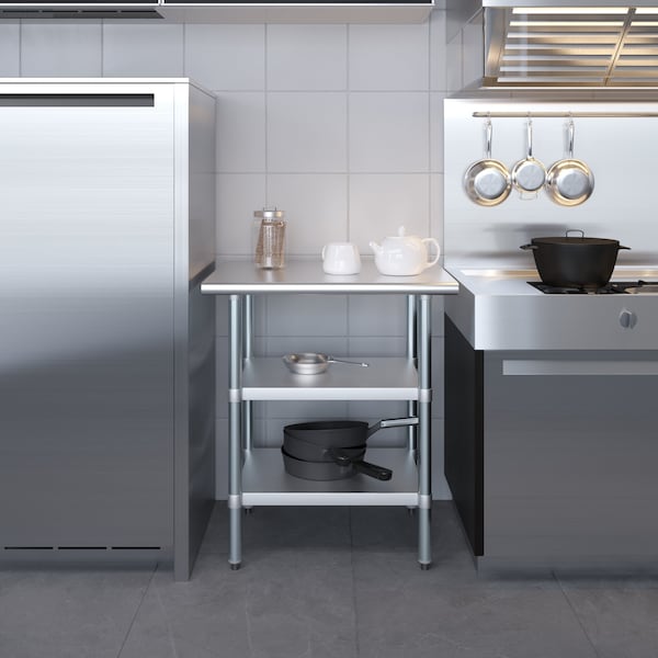 Amgood 24x30 Prep Table with Stainless Steel Top and 2 Shelves - AMG WT-2430-2SH