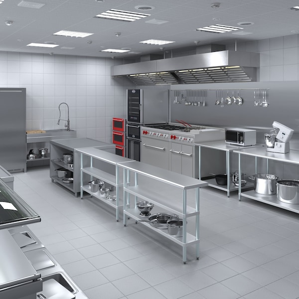 Amgood 14x60 Prep Table with Stainless Steel Top and 2 Shelves - AMG WT-1460-2SH