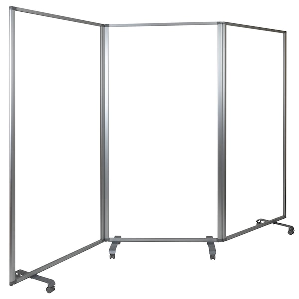Flash Furniture Transparent Mobile Partition, 72"H x 36"L - BR-PTT001-3-AC-90183-GG