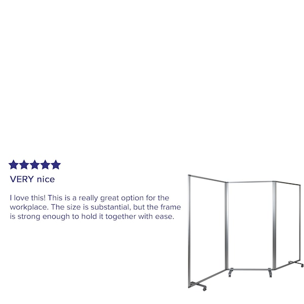 Flash Furniture Transparent Mobile Partition, 72"H x 36"L - BR-PTT001-3-AC-90183-GG