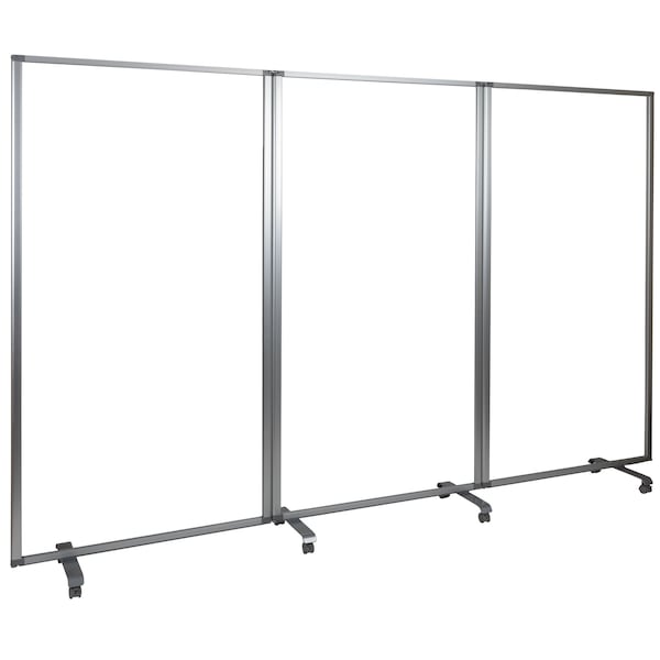 Flash Furniture Transparent Mobile Partition, 72"H x 36"L - BR-PTT001-3-AC-90183-GG