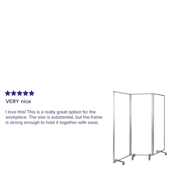Flash Furniture Transparent Mobile Partition, 72"H x 24"L - BR-PTT001-3-AC-60183-GG