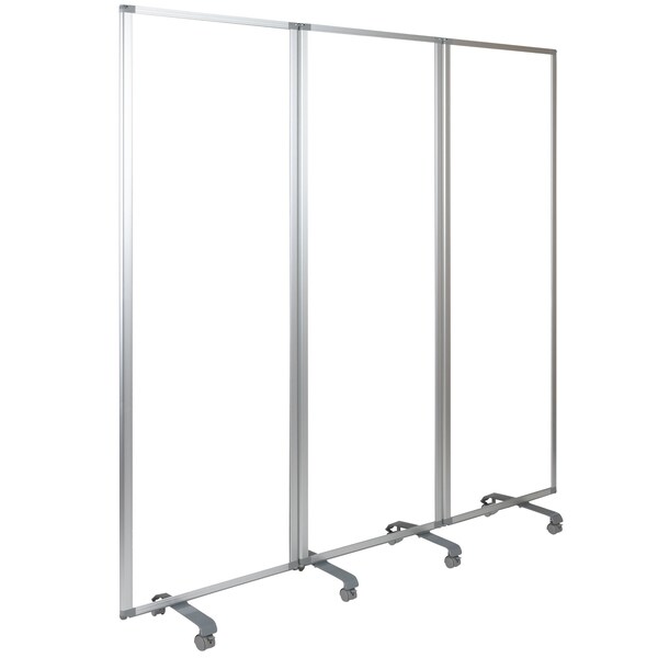 Flash Furniture Transparent Mobile Partition, 72"H x 24"L - BR-PTT001-3-AC-60183-GG
