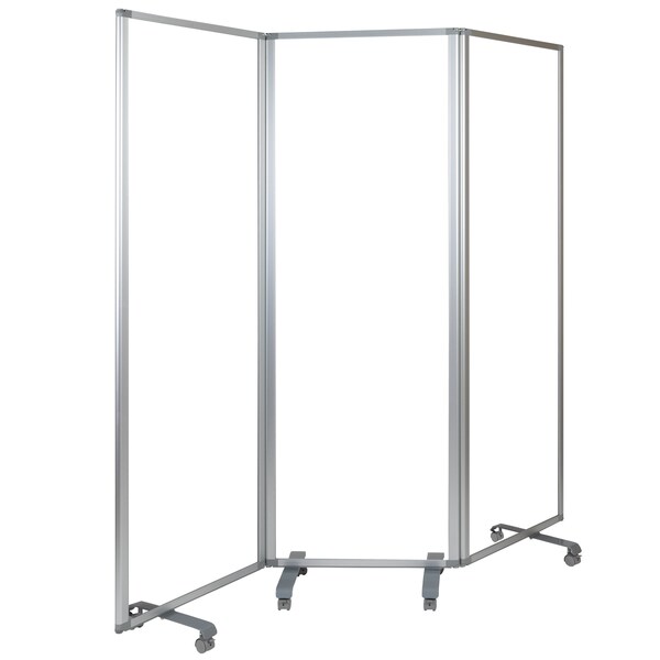 Flash Furniture Transparent Mobile Partition, 72"H x 24"L - BR-PTT001-3-AC-60183-GG