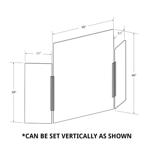 Azar Displays X-Large Tri Fold Clear Acrylic Plexiglass Shield PPE 53.5”x23.5” - 176196-100