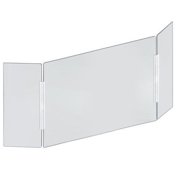 Azar Displays X-Large Tri Fold Clear Acrylic Plexiglass Shield PPE 53.5”x23.5” - 176196-100