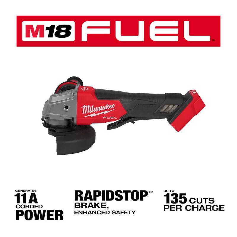 Milwaukee M18 FUEL 18V Lithium-Ion Brushless Inalámbrico 4-1/2 in./5 in. Amoladora con Velocidad Variable y Interruptor de Paleta con Amoladora - 2888-20-2880-20