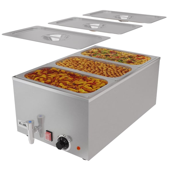 Koolmore Commercial Bain Marie Countertop Food Warmer, Soup Station, and Buffet Table Server - CFW-3T