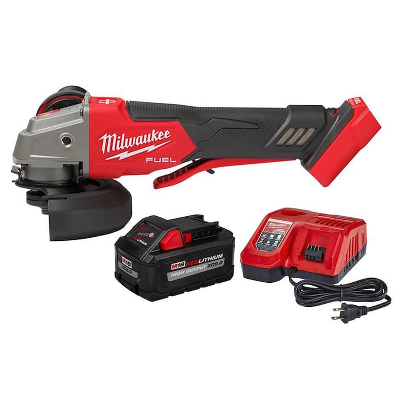 Milwaukee M18 FUEL 18-Volt Lithium-Ion Brushless Cordless 4-1/2 pulgadas/5 pulgadas Amoladora con velocidad variable con batería de 8.0 Ah y cargador - 2888-20-48-59-1880