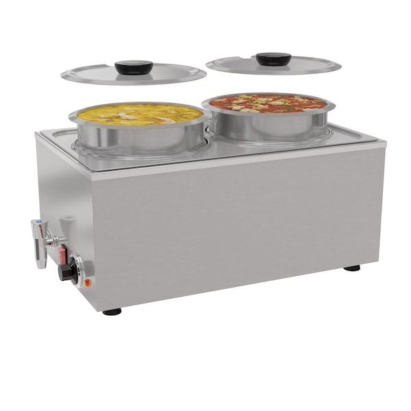 Koolmore Bain Marie Countertop Food Warmer, Soup Station, and Buffet Table Server w/Two Serving Pots and Tap - CFW-4T
