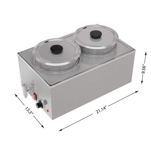 Koolmore Bain Marie Countertop Food Warmer, Soup Station, and Buffet Table Server w/Two Serving Pots and Tap - CFW-4T