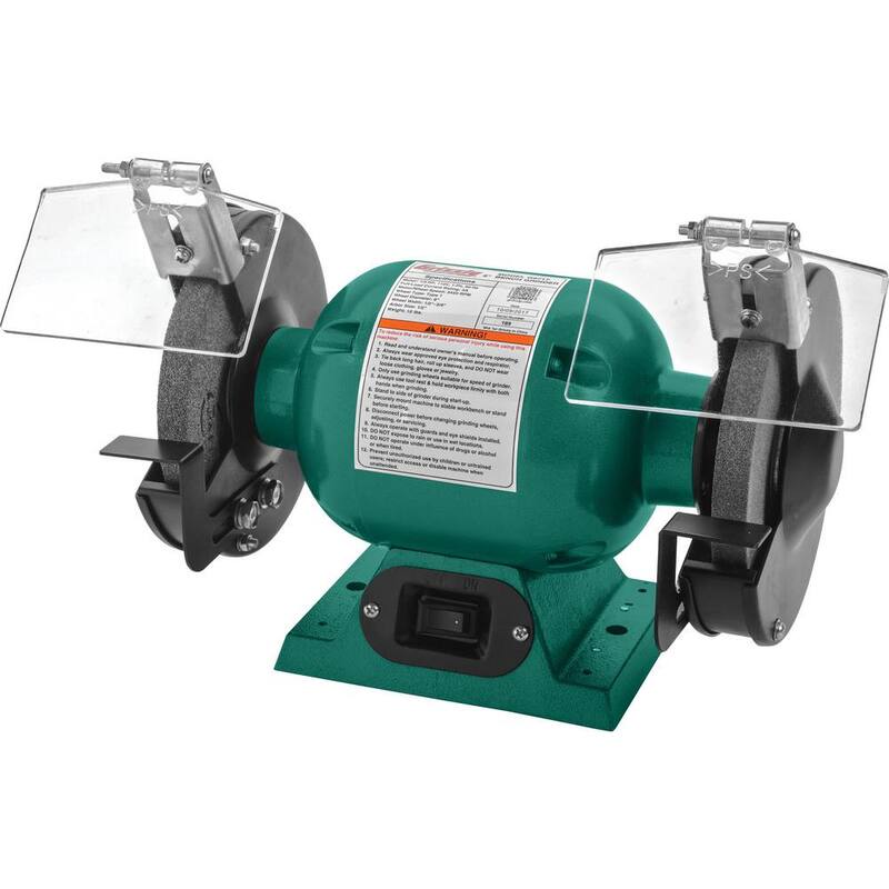 Esmeriladora de banco Grizzly Industrial de 110 voltios con diámetro de 6 pulgadas y entrada de 1/2 pulgadas - G9717
