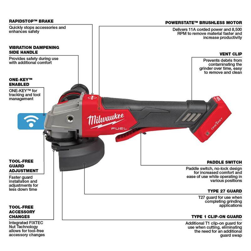 Milwaukee M18 FUEL 18V Lithium-Ion Brushless Cordless 4-1/2 in./5 in. Braking Grinder W/Paddle Switch y Brushless Grinder - 2882-20-2880-20

Rectificadora inalámbrica Milwaukee M18 FUEL 18V de iones de litio sin escobillas de 4-1/2 in./5 in. con freno y interruptor de paleta y rectificadora sin escobillas - 2882-20-2880-20